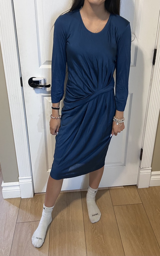 Hugo Boss Silk Teal Midi Dress Sz
