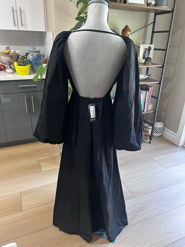 NEW Nasty Gal Black Midi Dress Sz 4 - photo 2