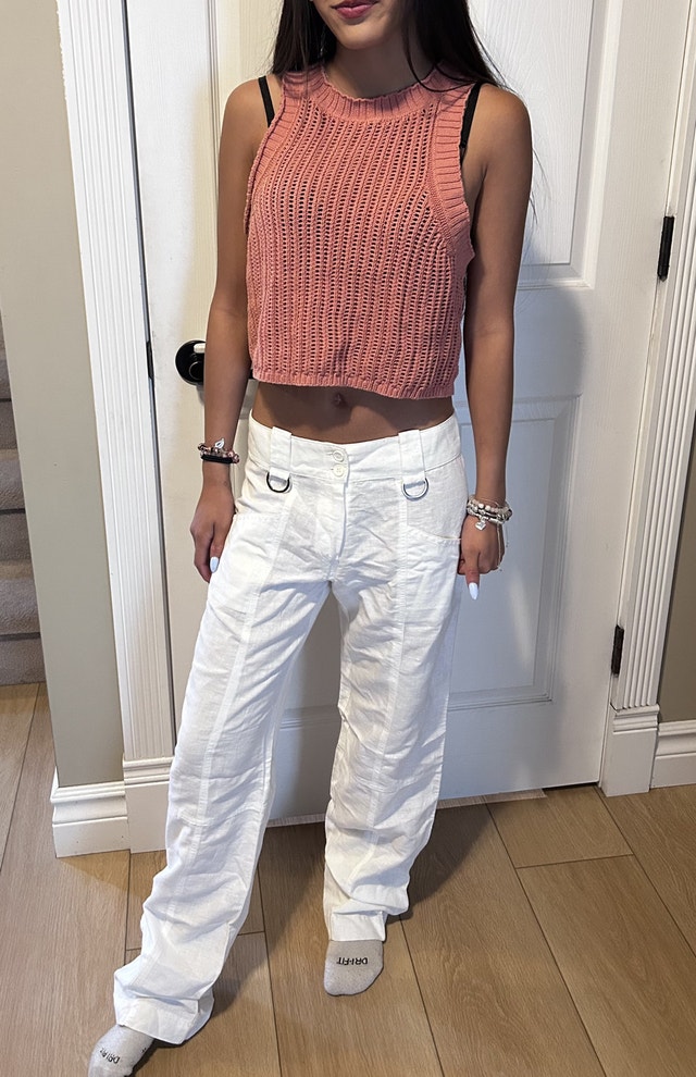 White Linen Pants Made in Italy Sz 40
