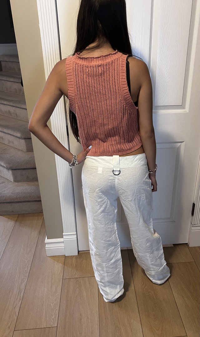 White Linen Pants Made in Italy Sz 40 - photo 2