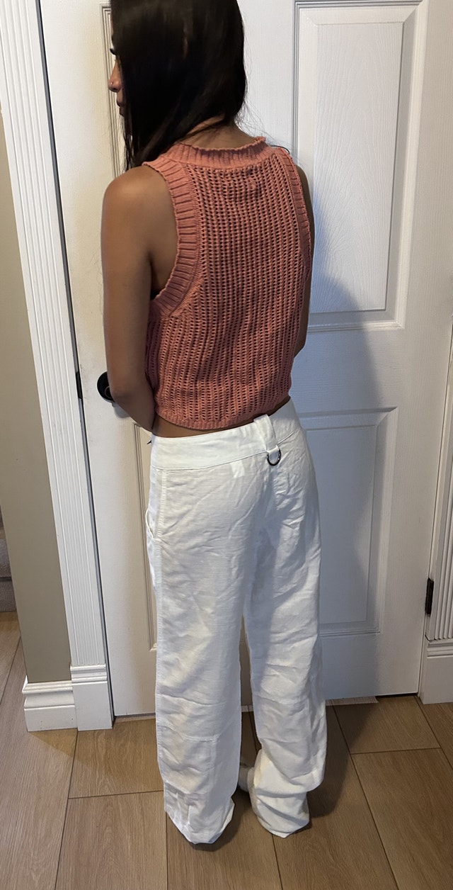 White Linen Pants Made in Italy Sz 40 - photo 3