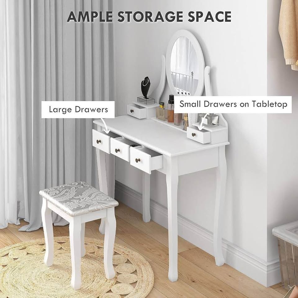 Vanity Desk with Mirror & Stool - New - photo 3