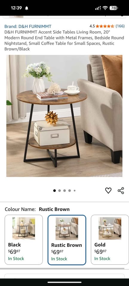 20" Accent Side/End Table with Metal Frame - photo 2