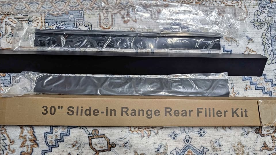 Slide-in range rear filler kit for countertops, Owens , burners