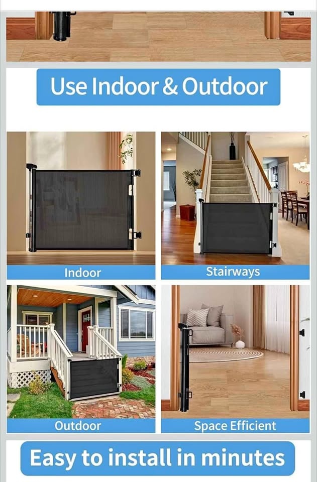Retractable Baby/Dog Gate, 33.6" Tall, Extends to 59"