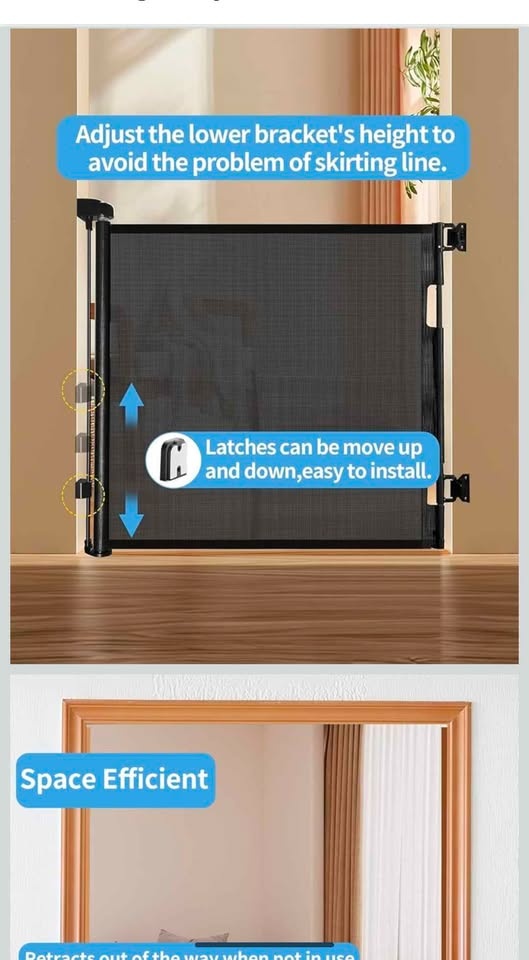 Retractable Baby/Dog Gate, 33.6" Tall, Extends to 59" - photo 3