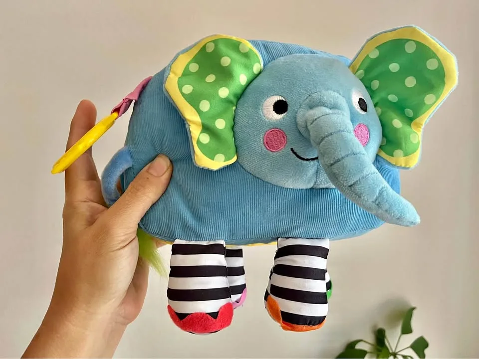 Kidsbooks Jo Moon Elephant soft cloth book with rattle thumbnail