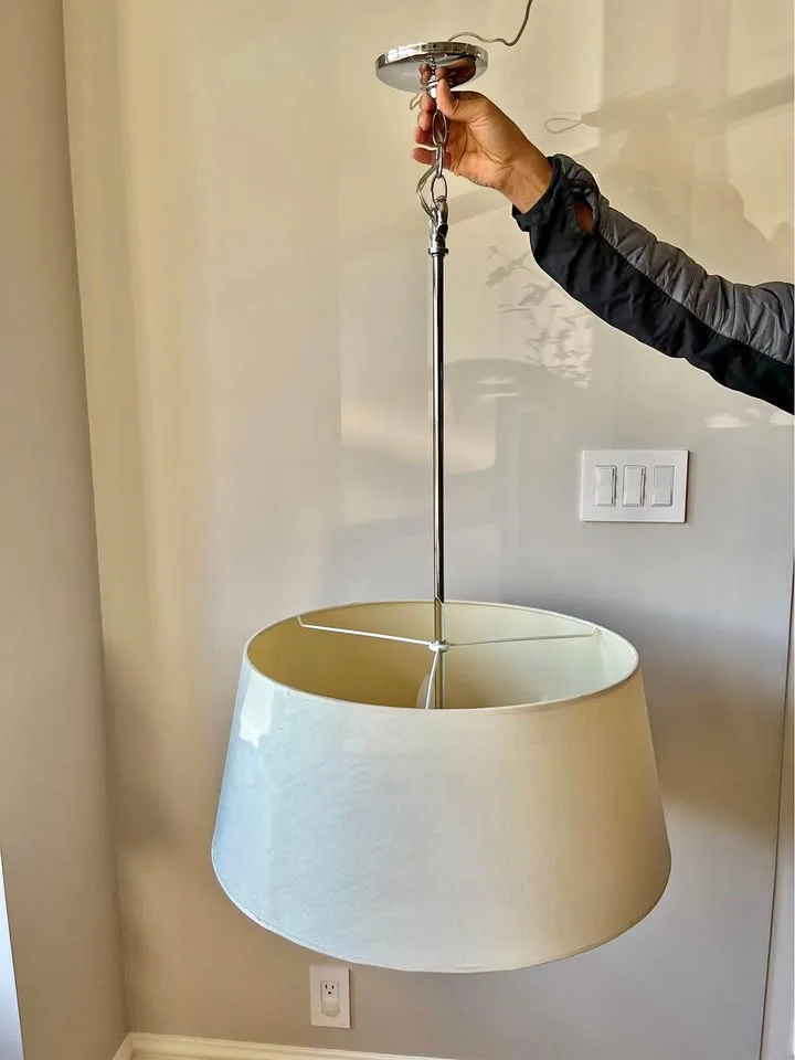 CHANDELIER - CHROME & DRUM SHADE thumbnail