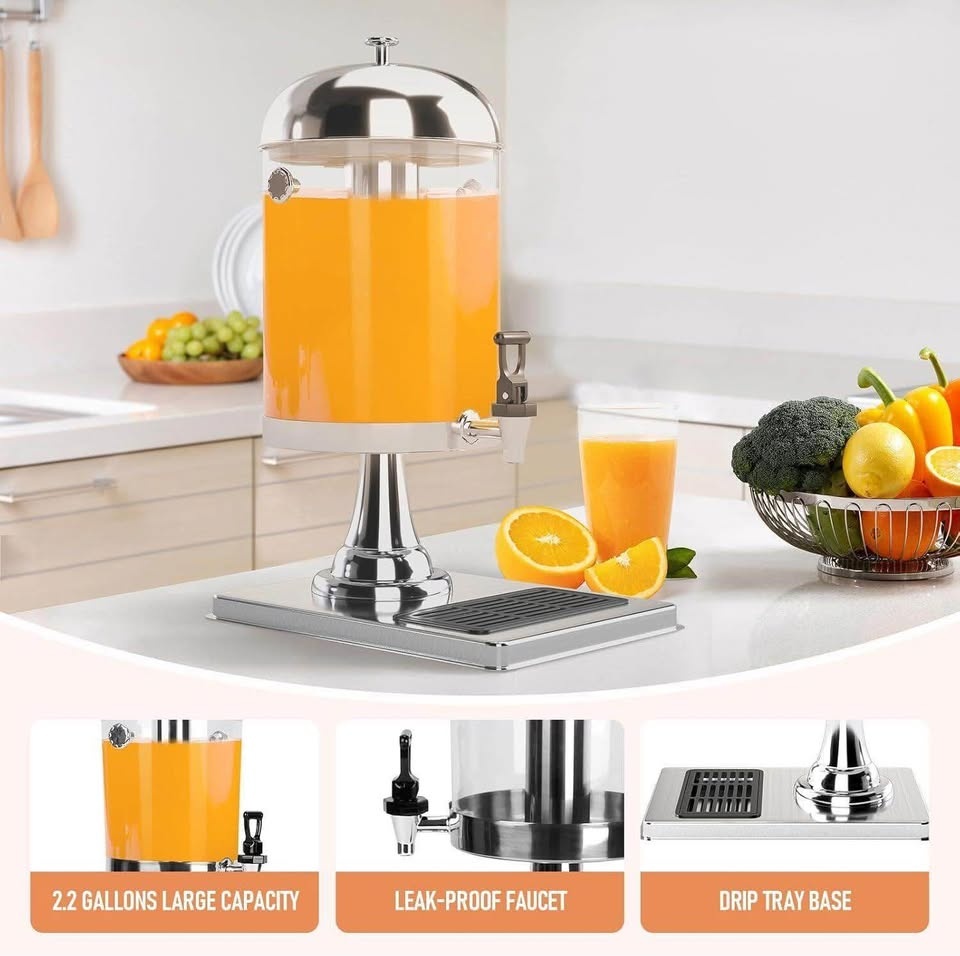 Stainless Steel Drink Dispenser with Stand, 2.2 Gallon - photo 3