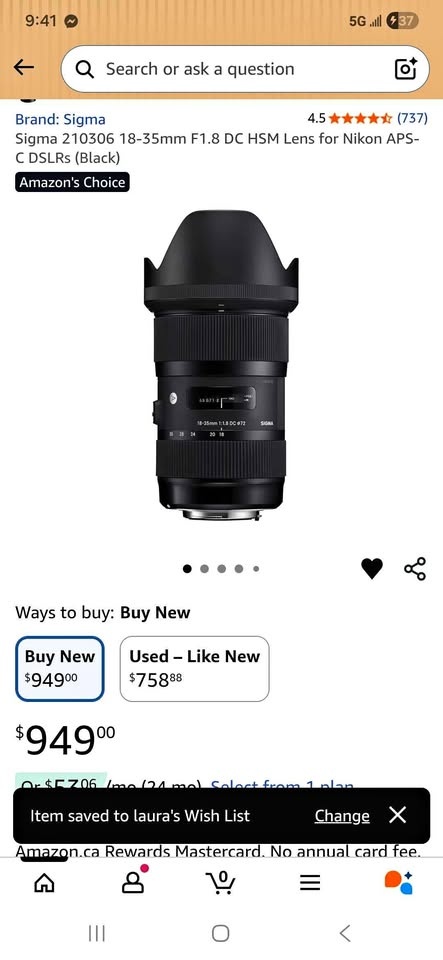 Sigma 18-35mm 1.8 Nikon mount