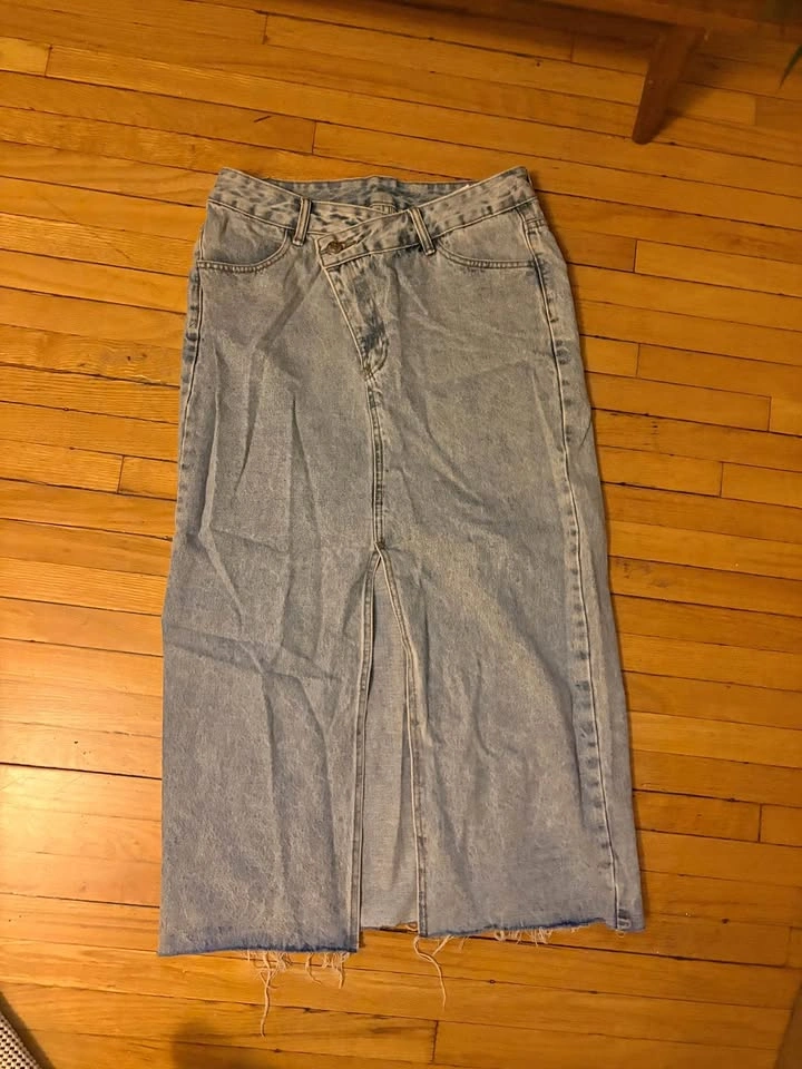 Zara long denim skirt with slit