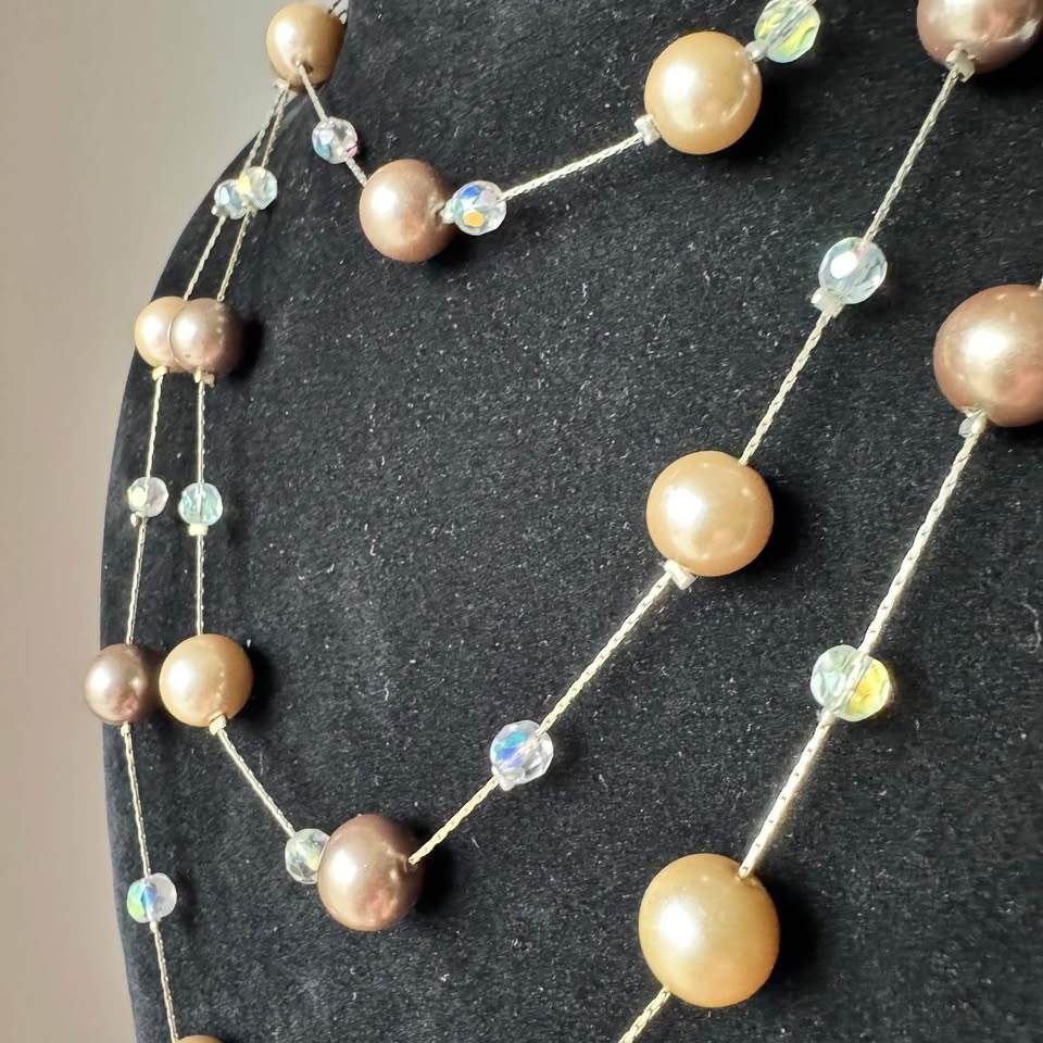 Lia Sophia Necklace Gold Brown Beige Pearls - photo 3