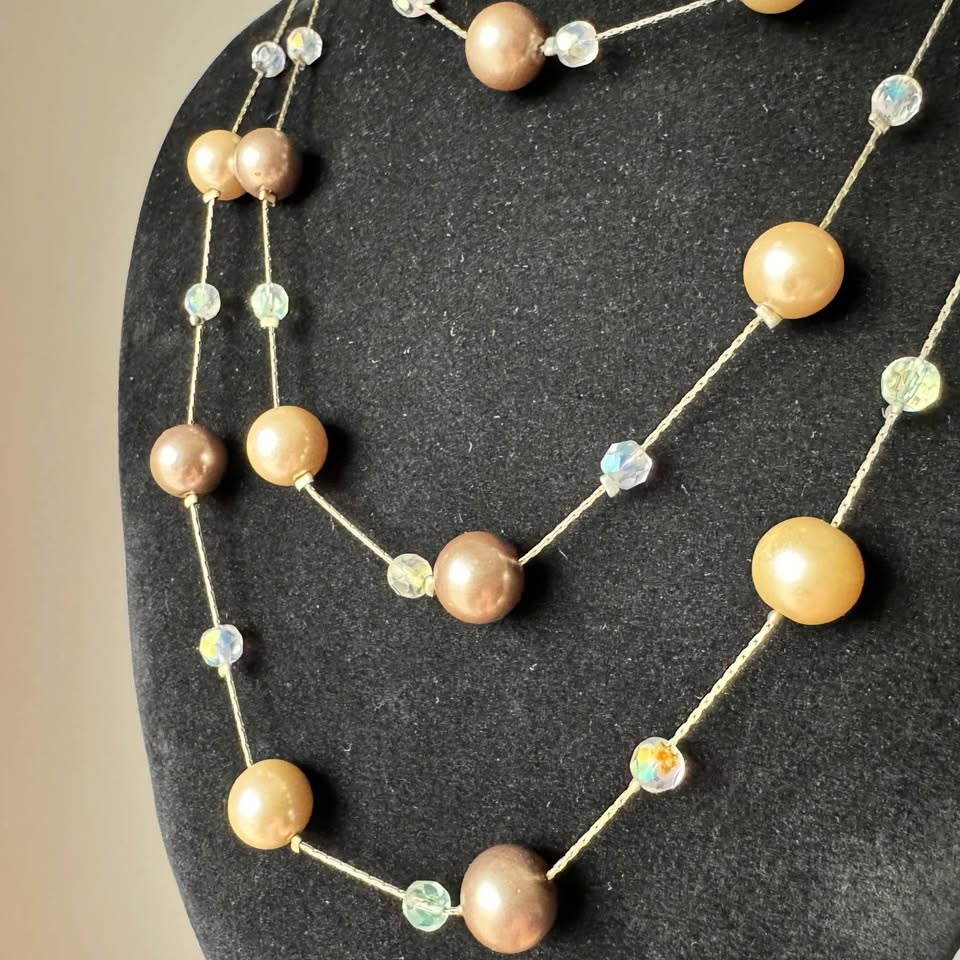 Lia Sophia Necklace Gold Brown Beige Pearls - photo 4