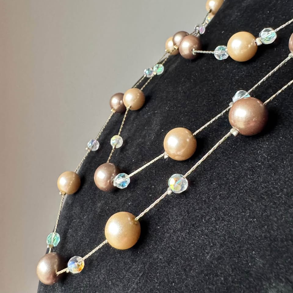 Lia Sophia Necklace Gold Brown Beige Pearls - photo 5