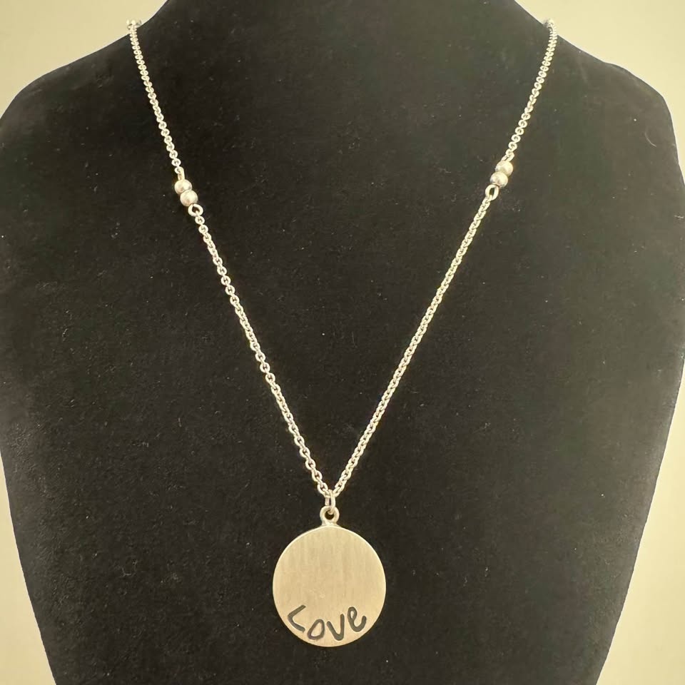 925 Sterling Mexico Silver Love Pendant Necklace - photo 4