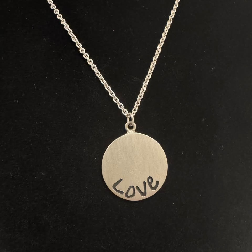 925 Sterling Mexico Silver Love Pendant Necklace - photo 5