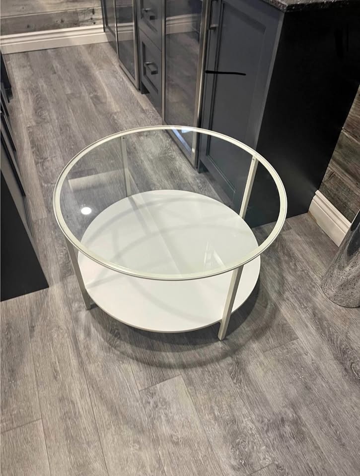 IKEA White Round Glass Coffee Table