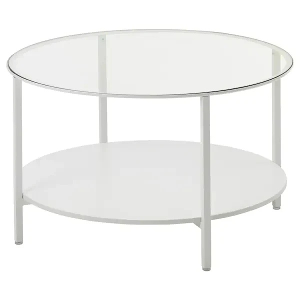IKEA White Round Glass Coffee Table - photo 2