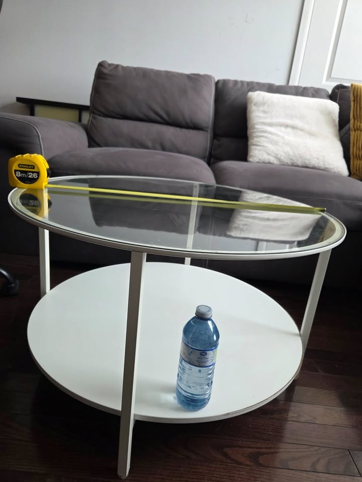 IKEA White Round Glass Coffee Table - photo 5