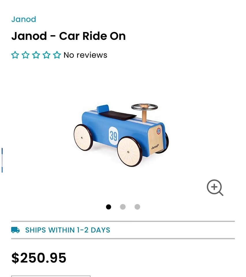 Janod ride on toy wooden car