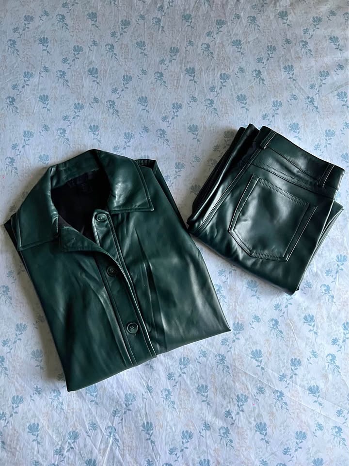Faux Leather Matching Pant Set