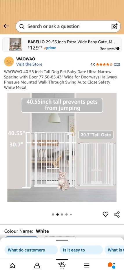 WAOWAO Dog Pet Baby Gate 77.56-85.43" Wide Black - photo 3