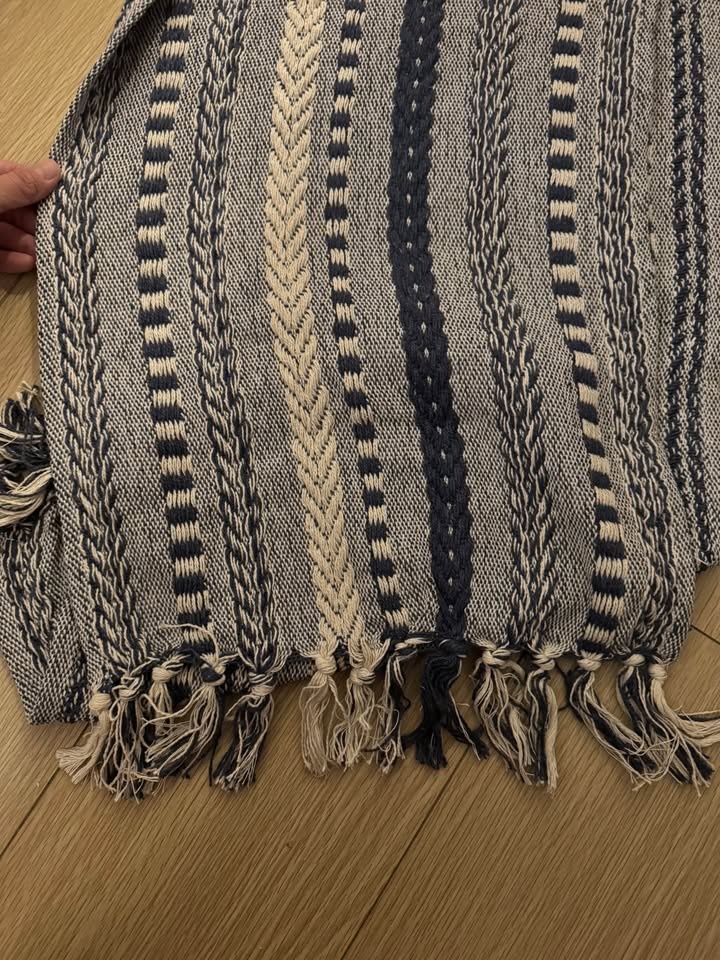 Braided Cotton Table Runner, Navy Blue - photo 4