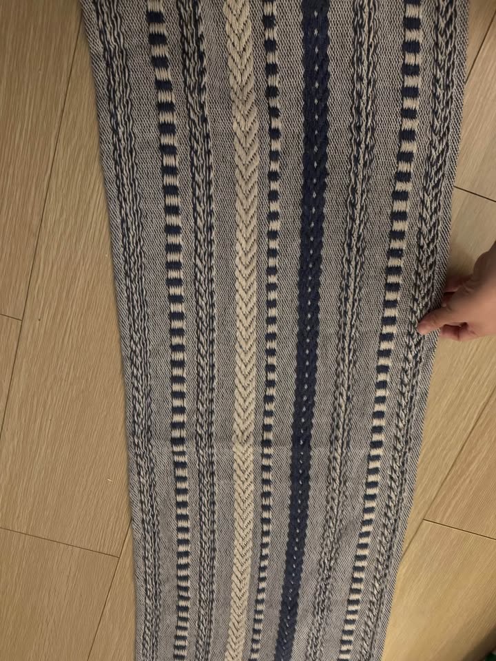 Braided Cotton Table Runner, Navy Blue - photo 5
