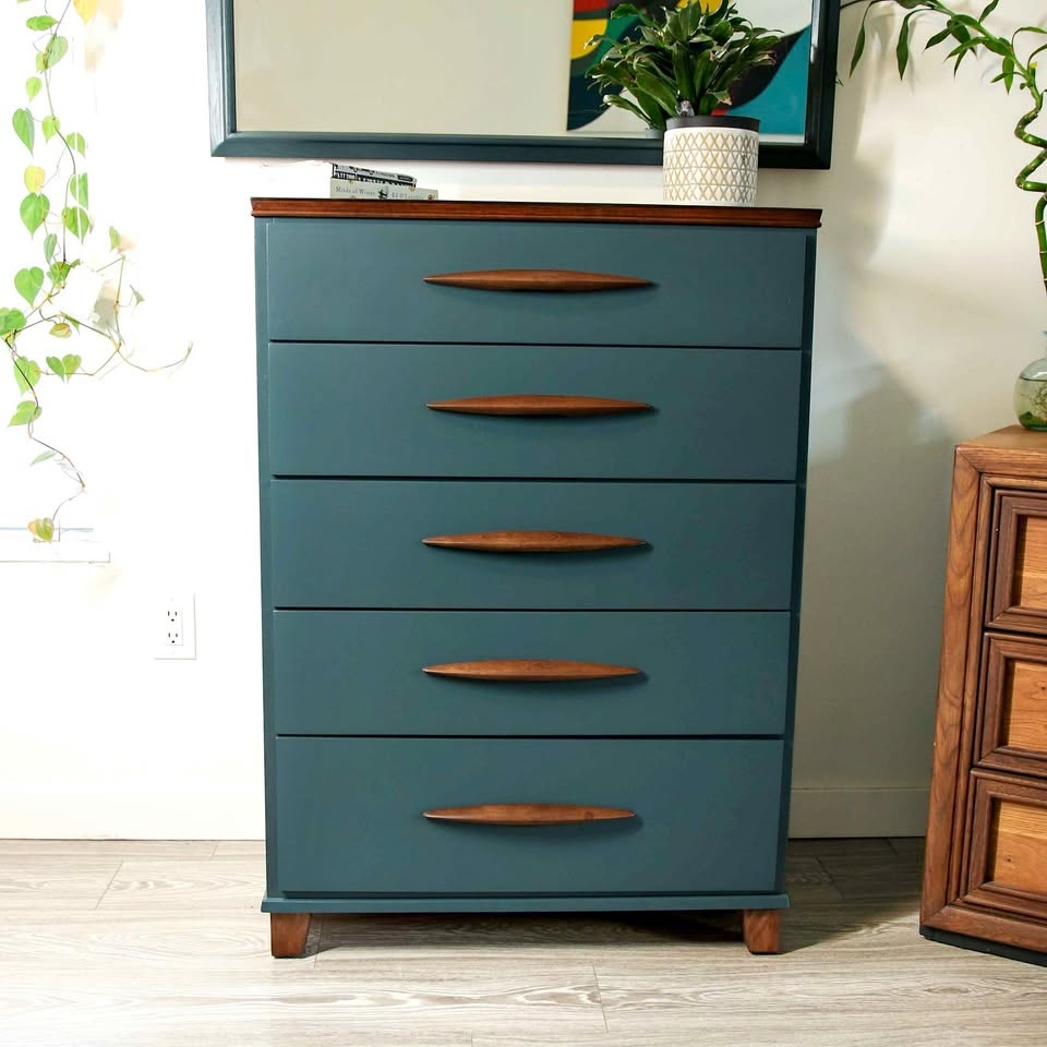 Modern Tall Solid Wood Dresser Kaufman 5 Drawers Delivery
