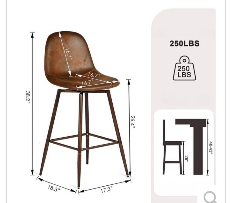 Set of 2 High Chair Classic Brown 26.5inch High/ BNIB - photo 3