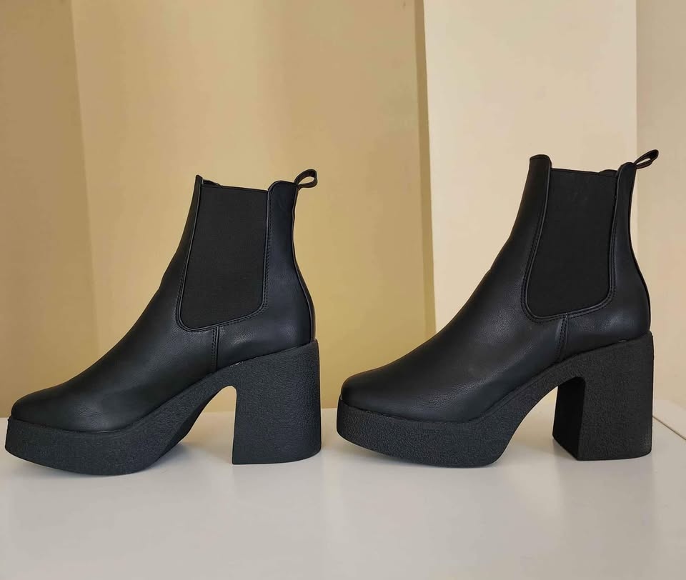 Platform Leather Boots * Biker * Goth * PU * Block Heel * NEW - photo 2