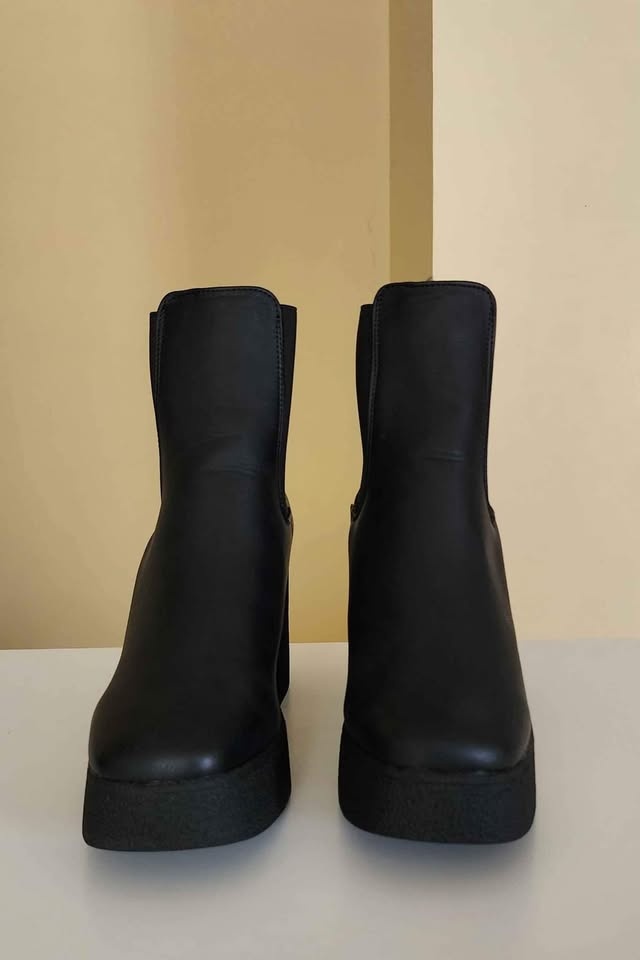 Platform Leather Boots * Biker * Goth * PU * Block Heel * NEW - photo 3