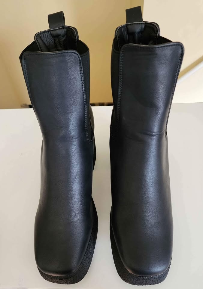Platform Leather Boots * Biker * Goth * PU * Block Heel * NEW - photo 4