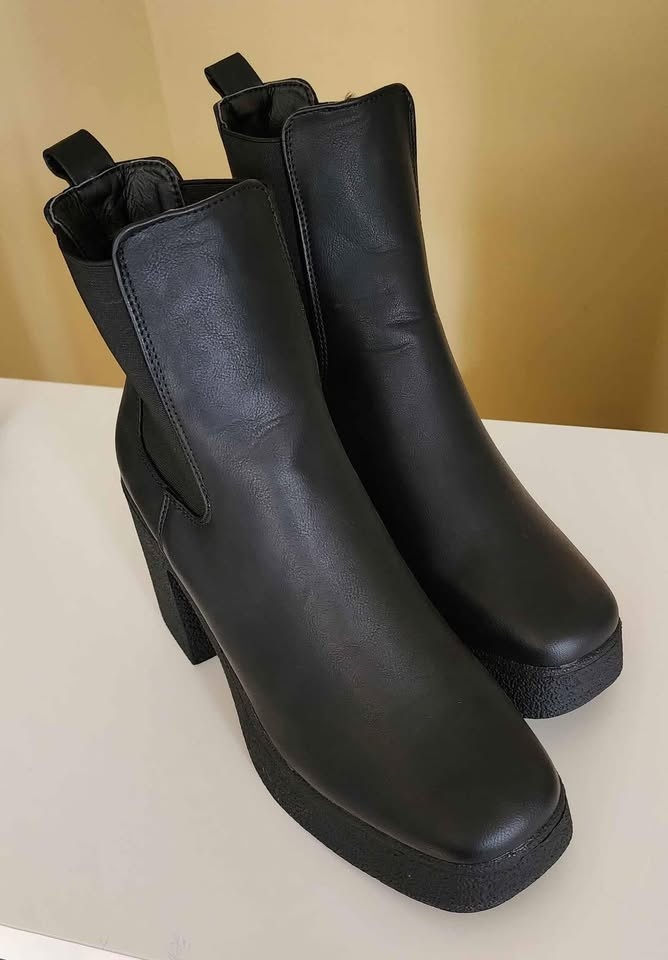 Platform Leather Boots * Biker * Goth * PU * Block Heel * NEW - photo 5