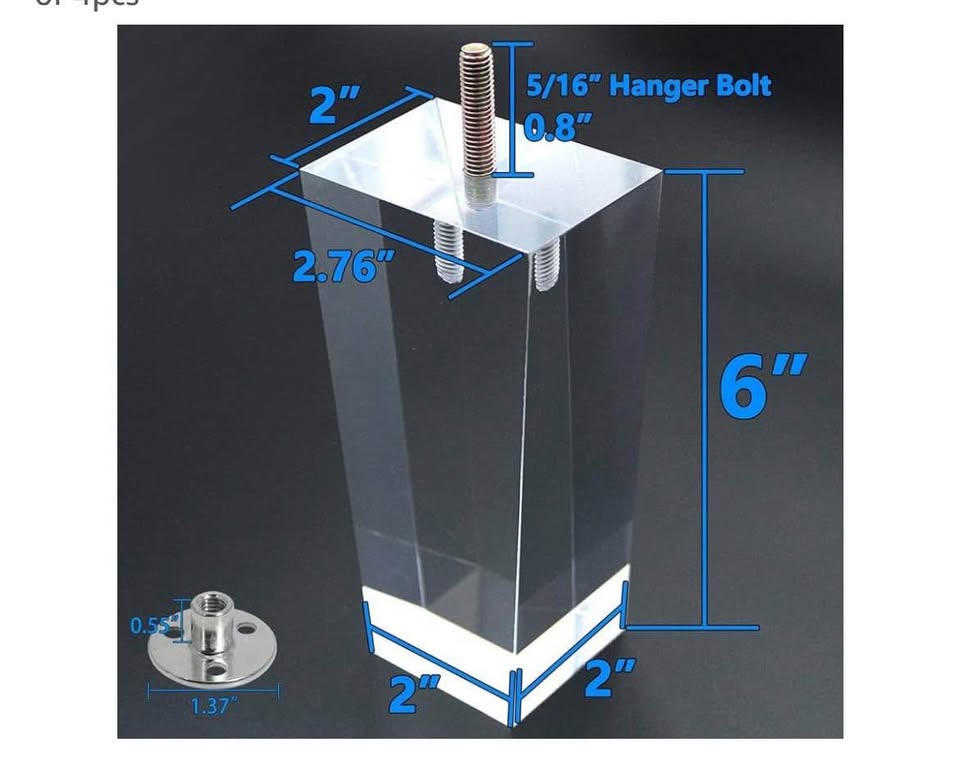 Acrylic Furniture Replacement Leg - photo 2