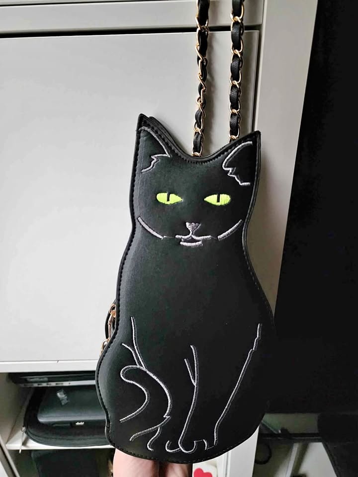 Cute Black Cat Handbag * Purse * Lucky Charm * Chain *Goth* NEW