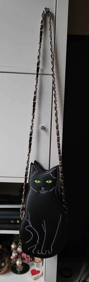 Cute Black Cat Handbag * Purse * Lucky Charm * Chain *Goth* NEW - photo 3