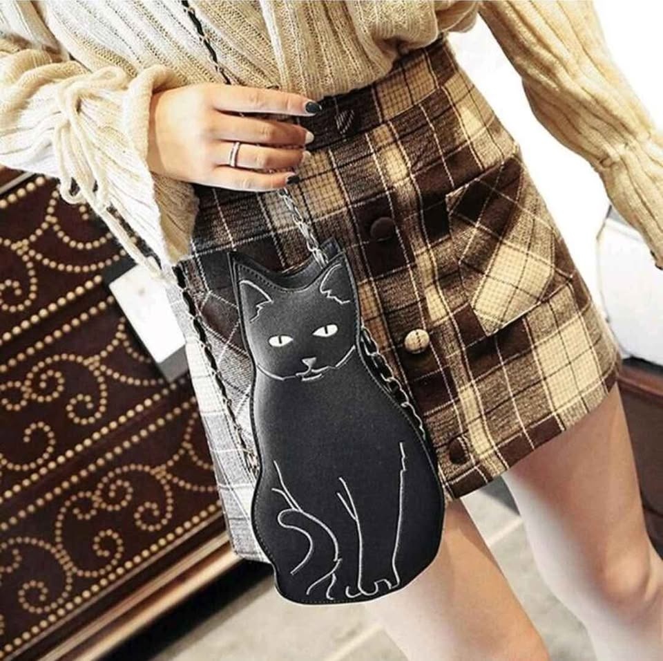 Cute Black Cat Handbag * Purse * Lucky Charm * Chain *Goth* NEW - photo 4
