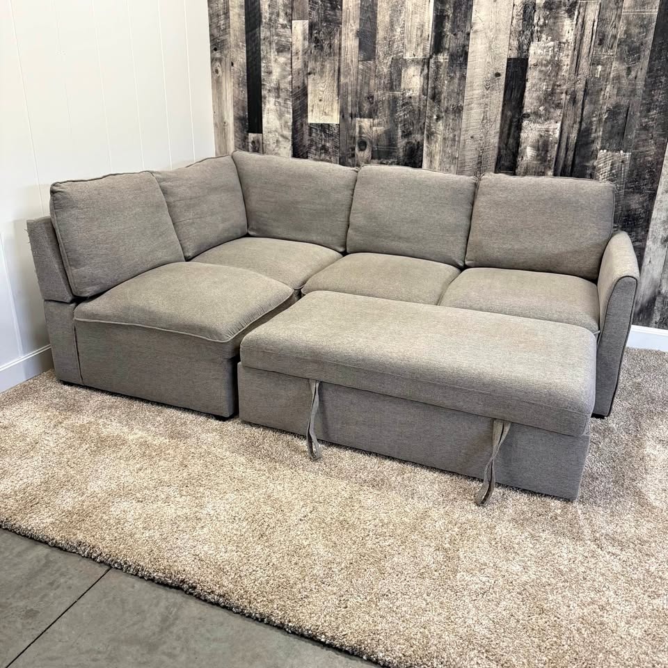 Grey Sleeper Sectional with USB Charging