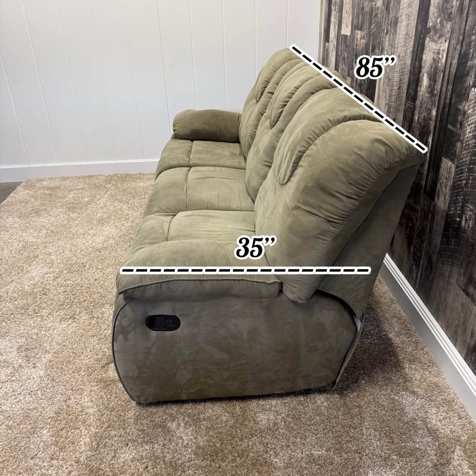 Olive Green Reclining Sofa - photo 4
