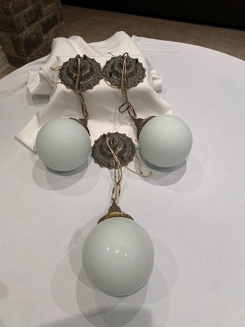 Ceiling Fixtures Lights Vintage Milk Glass 3 Fixtures - photo 3