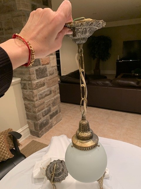 Ceiling Fixtures Lights Vintage Milk Glass 3 Fixtures - photo 4