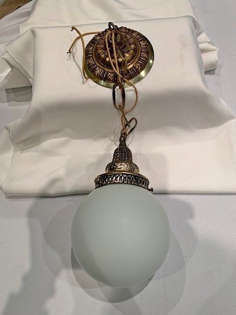 Ceiling Fixture Vintage 1 Pendant Milk Glass Globe