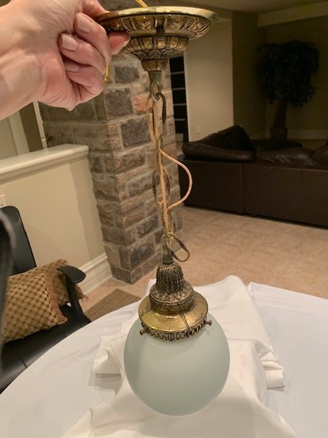 Ceiling Fixture Vintage 1 Pendant Milk Glass Globe - photo 3