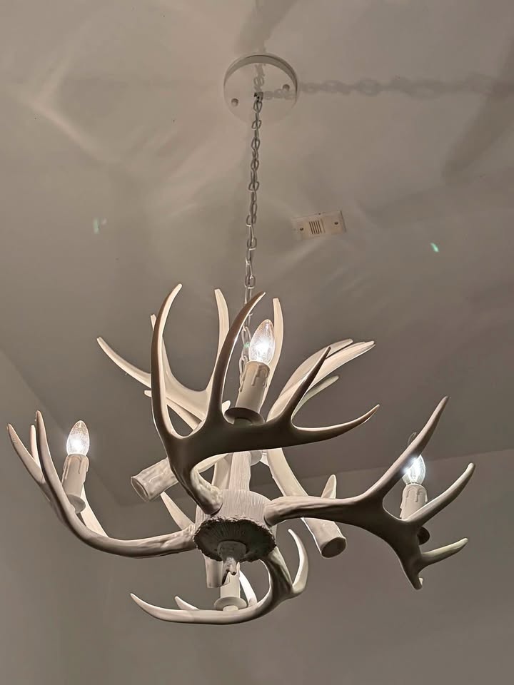 Beautiful white “rustic resin antler chandelier”