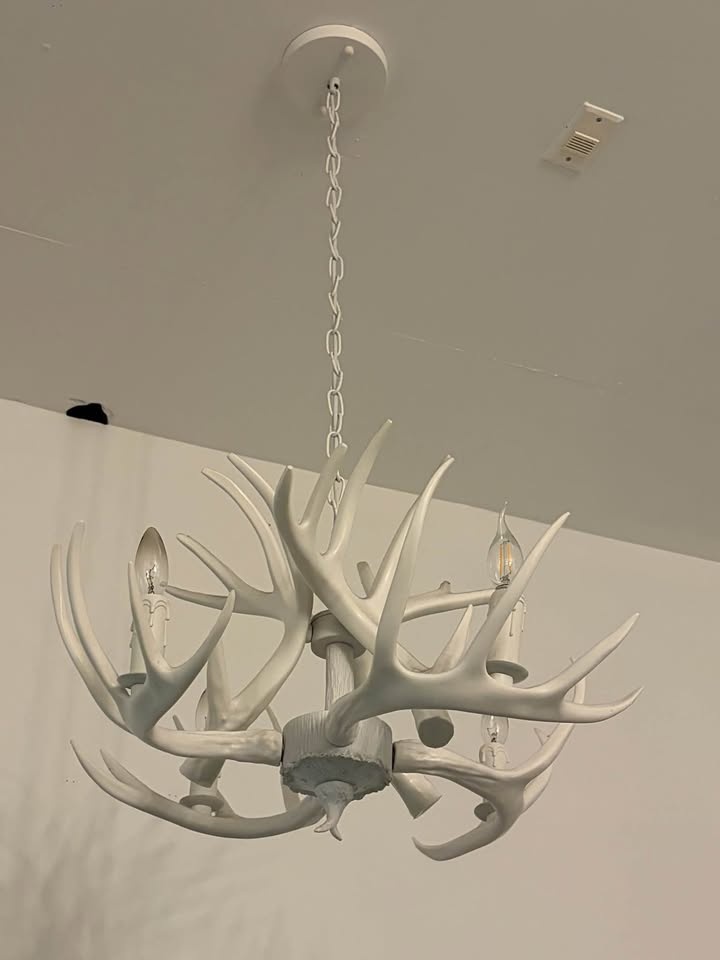 Beautiful white “rustic resin antler chandelier” - photo 2