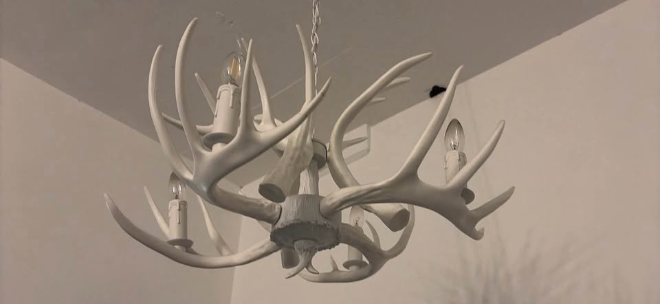 Beautiful white “rustic resin antler chandelier” - photo 4