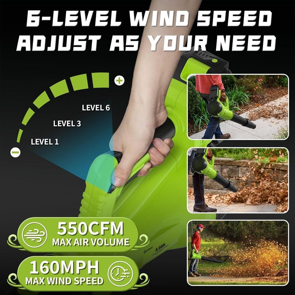 21V Leaf Blower Cordless - 550CFM/160MPH 6 - photo 3