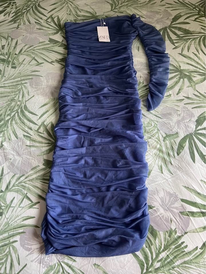 NEW Zara One-Shoulder Organza Midi Dress - photo 2