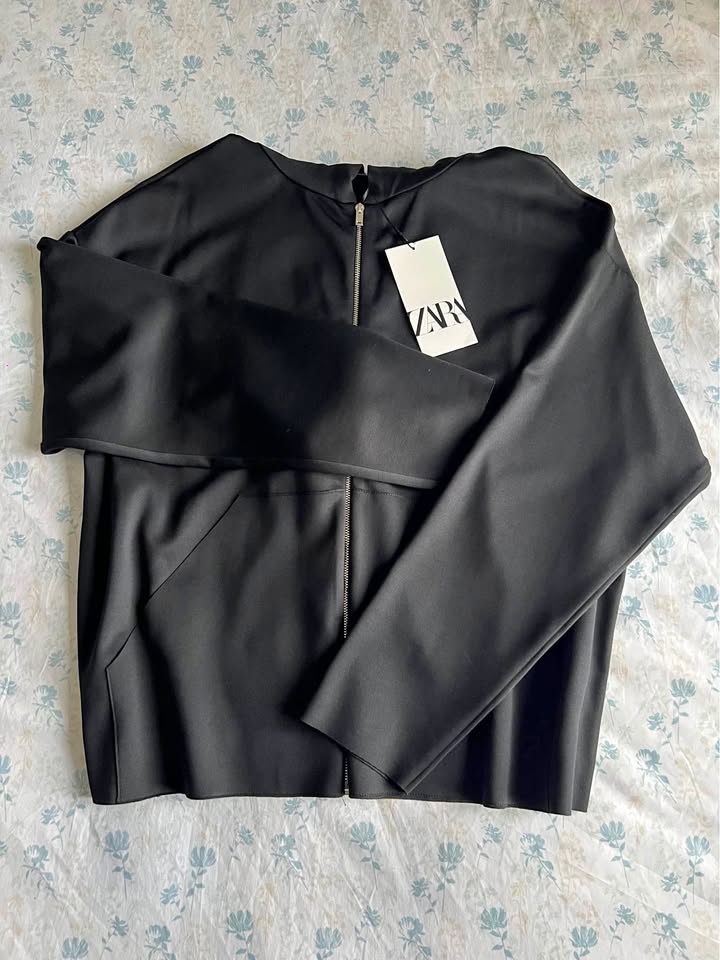 NEW Zara Neoprene Full-Zip Hoodie
